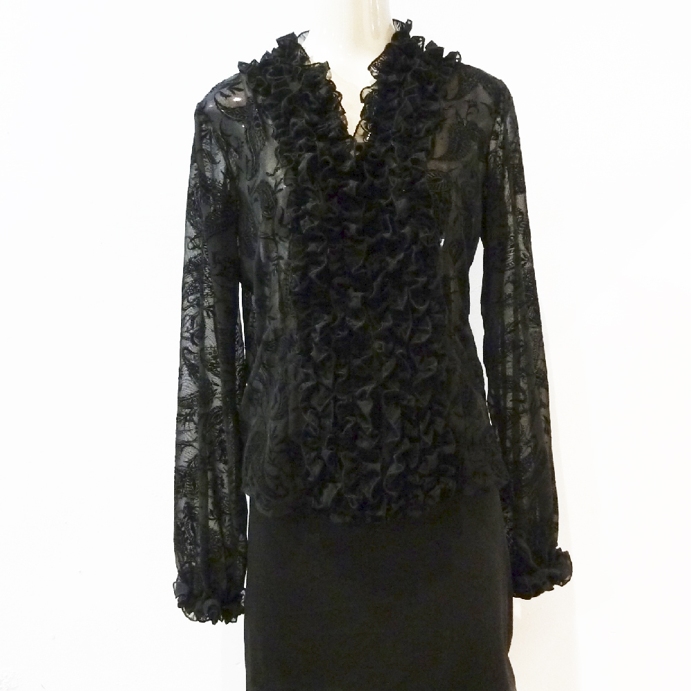 gasa brocado manga larga negra Urly Flamenca – Moda